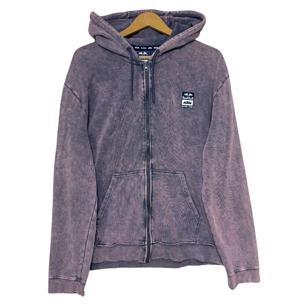 Red Bull X KTM Racing Team Full Zip Hoodie Mens 2X Acid Wash Purple Black Cotton